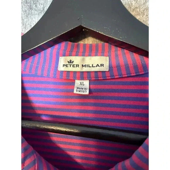 Peter Millar EUC Purple Pink Striped Mens Polo XL - Picture 5 of 6
